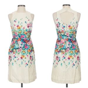 Anthropologie Maeve Tea Garden Sheath Floral Cut Out Back Dress​​​​​ 6